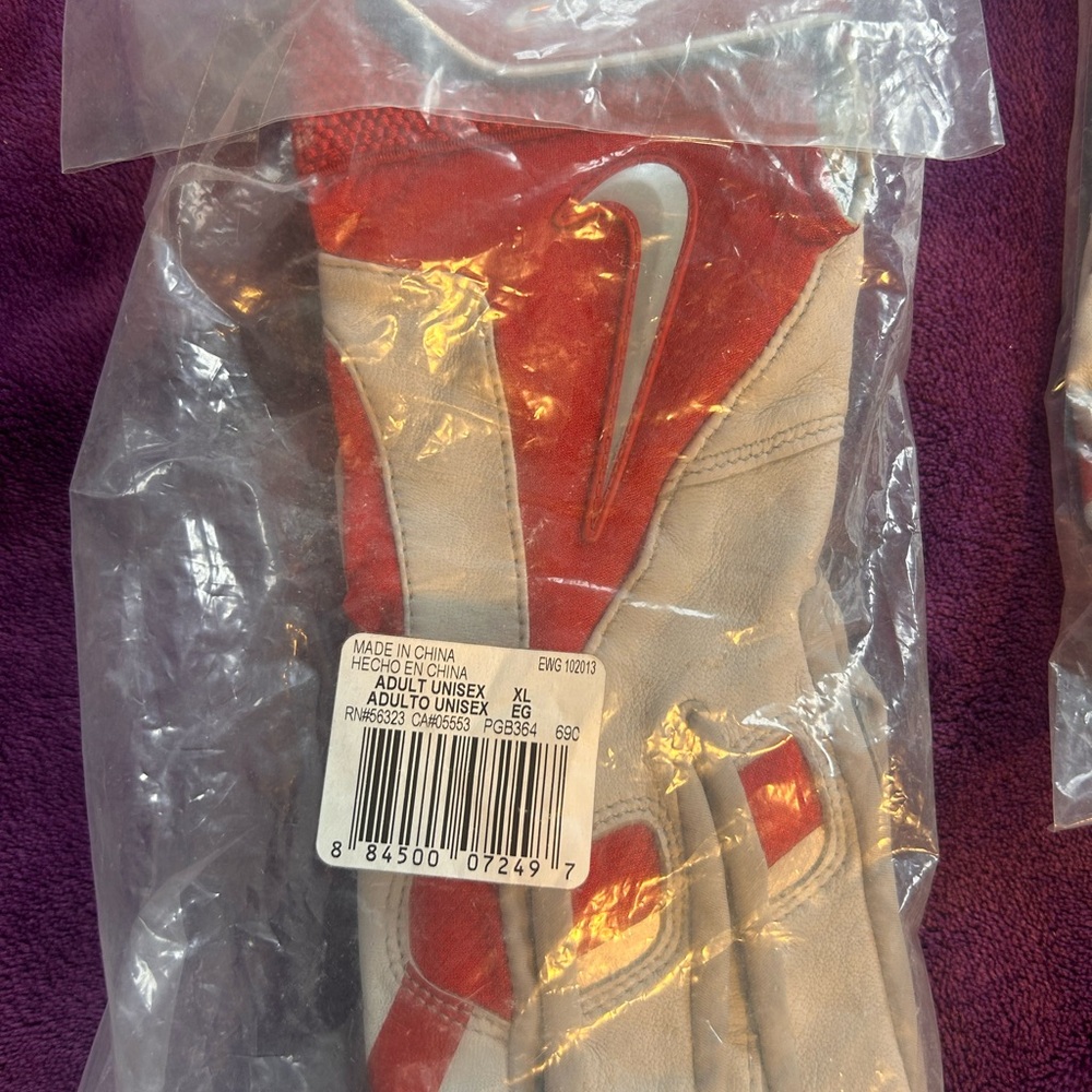 MVP Nike Red and Grey Men's Gloves